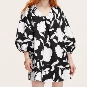 Kate Spade Black and White Floral Balloon Dress